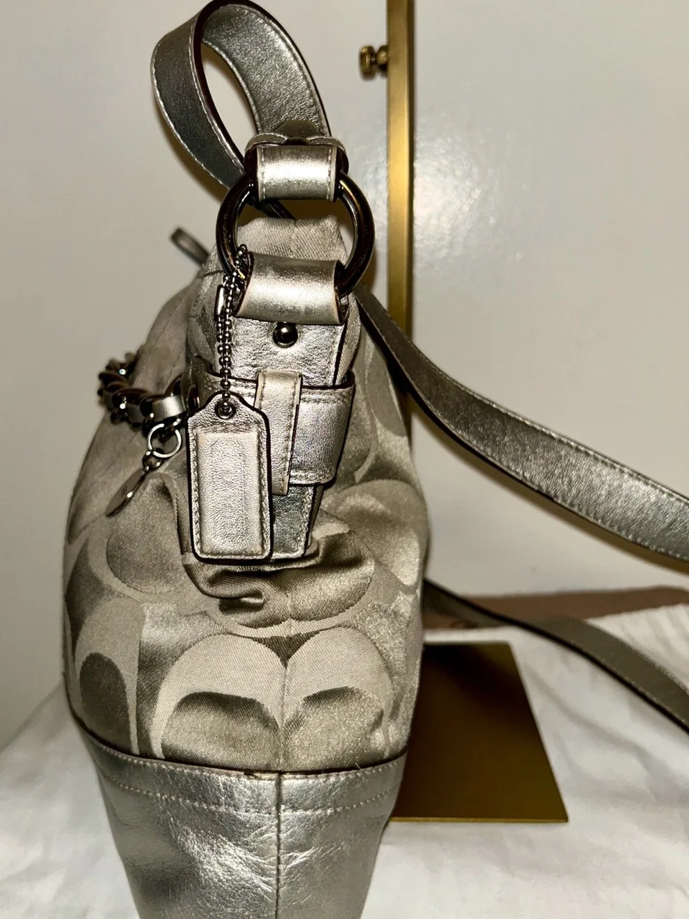 Coach Signature Sateen Chain Duffle Crossbody bag